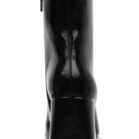 On 34th Margoe Square-Toe Booties Black Crinkle Patent Size 8.5M - F52 - Picture 3 of 6